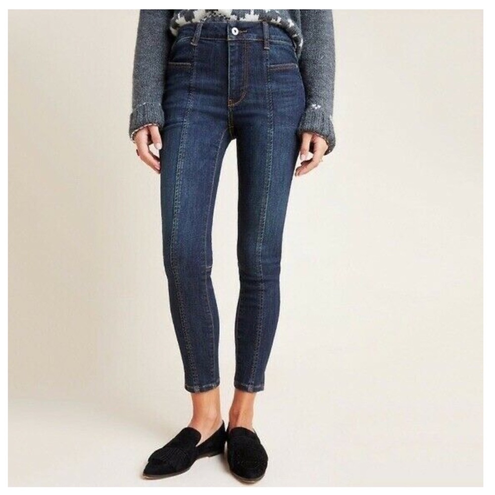 Anthropologie Pilcro and the Letterpress Front Seam High-Rise Denim Leggings 28